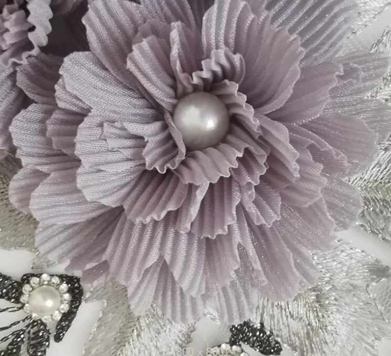 Ruinuo 3D Lace Beads Flower Applique Patches Sew on Patches Floral Embroidered Appliques Colorful Sewing Wedding Dress Handmade Decor Purple - Image 3